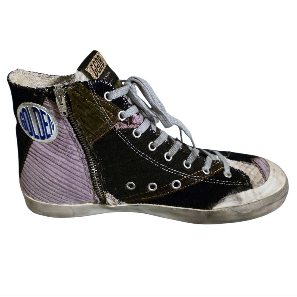 Golden Goose Francy Penstar Classic Velvet Patchwork Black/Multi Size 9 - Picture 6 of 14